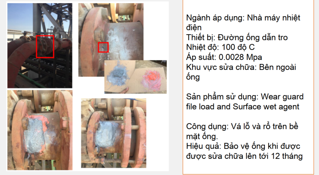 Keo Devcon sửa chữa bầu giảm ngành luyện kim 6 Sửa chữa đường ống dẫn tro trong khai thác mỏ